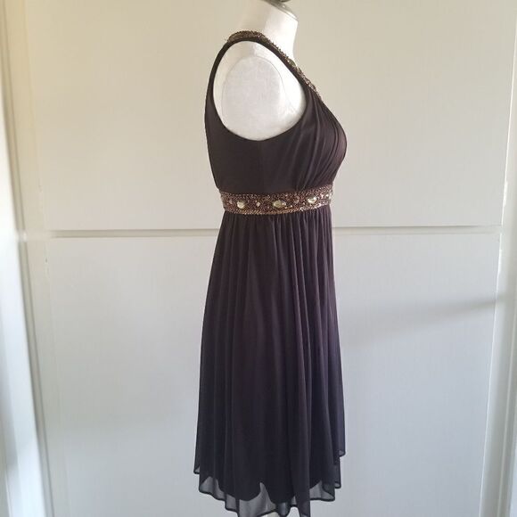 Cache Brown Knit Chiffon Cocktail Dress, sz.6 - Picture 3 of 5